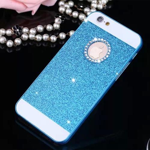 Пластиковый чехол с блестками Bling с вырезом Голубой для iPhone 5-5s-5se