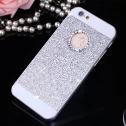 Пластиковый чехол с блестками Bling с вырезом Серебро для iPhone 5/5s/5se