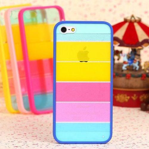 Чехол накладка lims Радуга Rainbow Синий для IPhone 5-5s