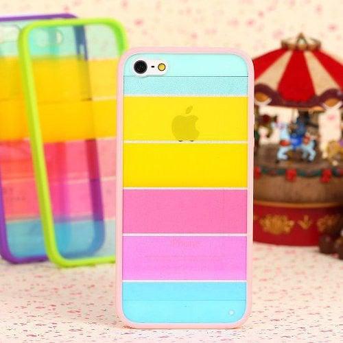 Чехол накладка lims Радуга Rainbow Розовый для IPhone 5-5s