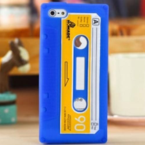 Чехол силиконовый Ретро кассета Синяя для IPhone 5