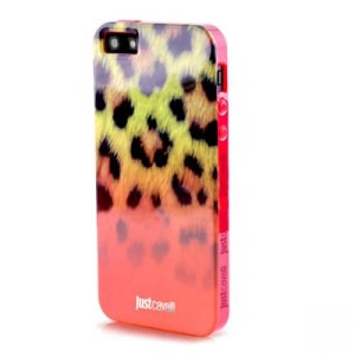 Силиконовый чехол Justcavalli Macro Leopard Леопард Красный для IPhone 5