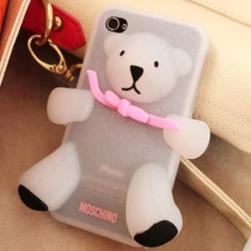 Силиконовый чехол Moschino Bear Серебряный для Iphone 5