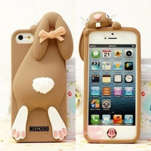 Силиконовый чехол Moschino Violetta Rabbit коричневый для iPhone 5-5s