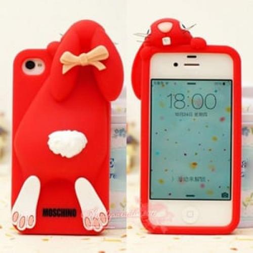 Силиконовый чехол Moschino Violetta Rabbit красный для iPhone 5-5s