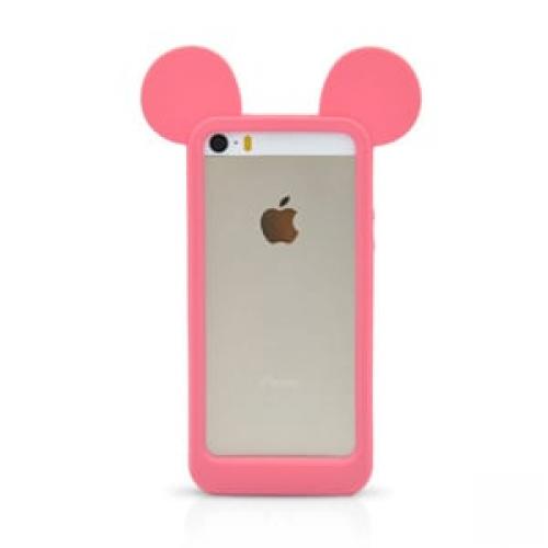 Силиконовый бампер Ушки Микки Ярко розовые для IPhone 5-5s