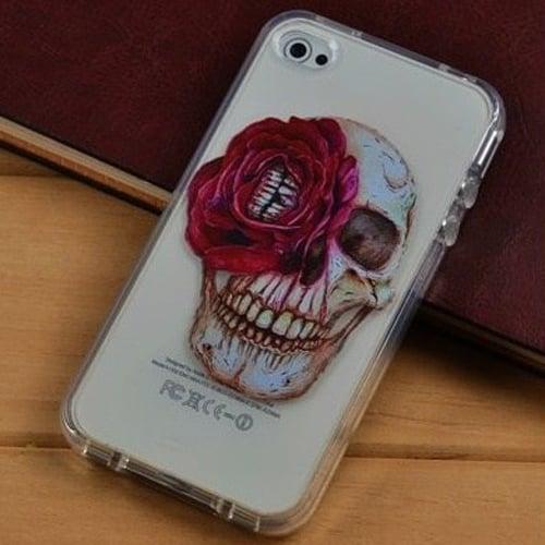 Силиконовый чехол Skull With rose для IPhone 5-5s