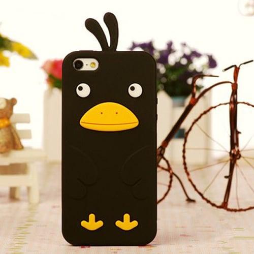Силиконовый чехол Cute Ducky Черный для IPhone 5-5s