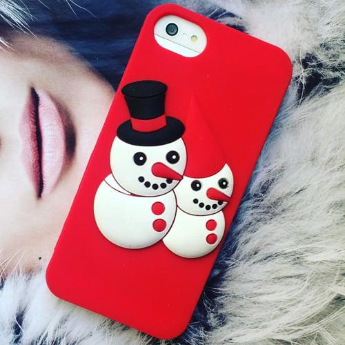 Силиконовый чехол Cristmas Holidays Two Snowmans Red для iPhone 5-5s