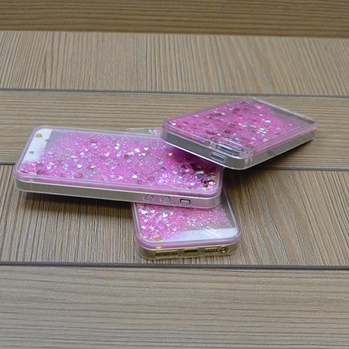 Силиконовый чехол с пластиковой крышкой Блестки Розовый для iPhone 5&5s&5se