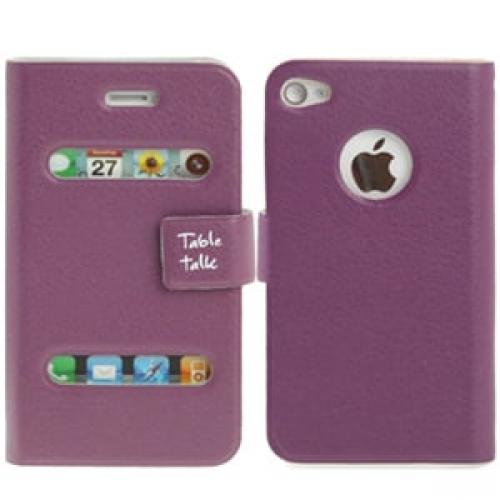 Чехол книжка с вырезами Table Talk Purpe Фиолетовый для IPhone 5-5s