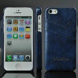 Чехол-накладка Fashion Кожаный Синий на iPhone 5/5S