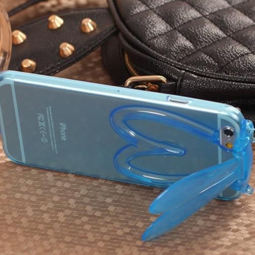 Cиликоновый чехол Зайчик с ушками Голубой для iPhone 6s Plus
