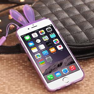 Cиликоновый чехол Зайчик с ушками Фиолетовый для iPhone 6s Plus