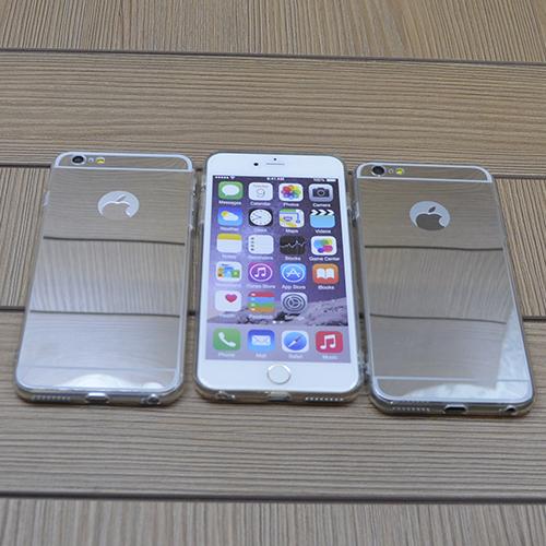 Силиконовый чехол Зеркальный Серебро для iPhone 6-6s Plus