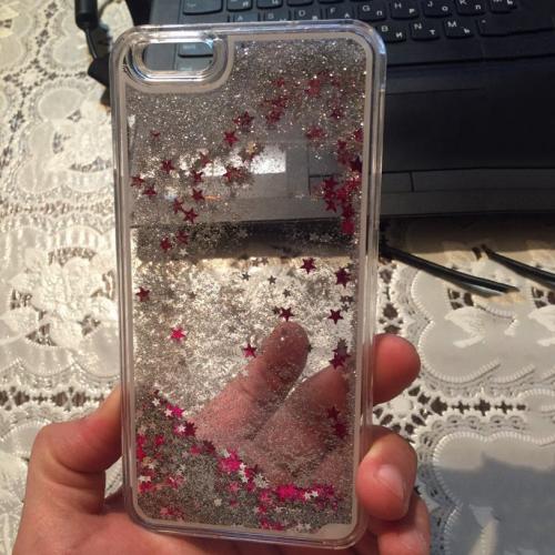 Чехол пластиковый прозрачный с Блестками Серебро для IPhone 8 Plus