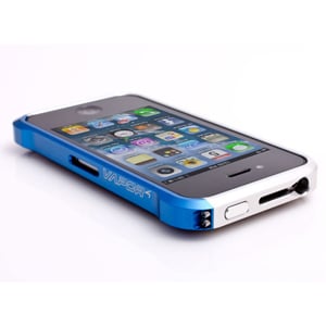 Бампер Vapor 4 Серебро с синим Silver-Blue для Iphone 4-4s