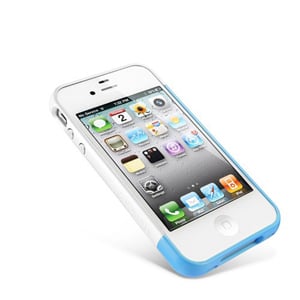 Бампер SGP Linear EX Color Series Tender Blue Голубой с белым для IPhone 4-4s