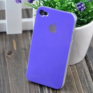 Чехол Пластик c логотипом Фиолетовый для IPhone 4/4s