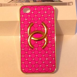 Чехол с стразами Розовый с золотом для IPhone 4-4s