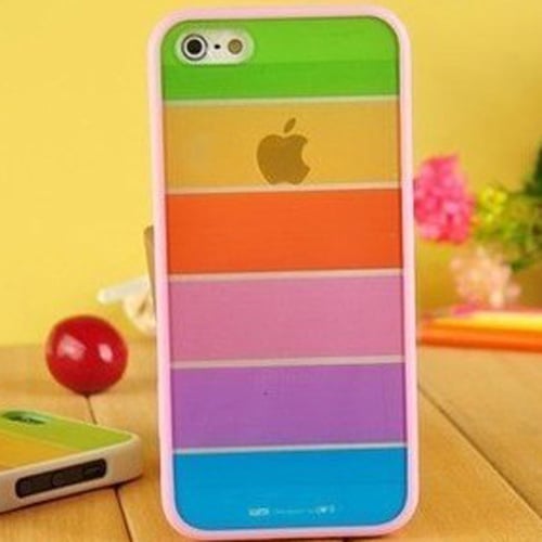 Чехол накладка lims Радуга Rainbow Розовый для IPhone 4-4s