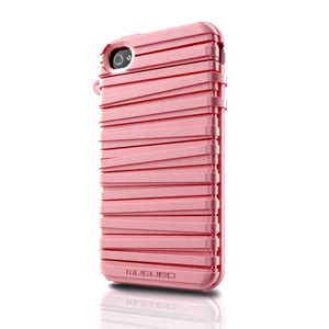 Чехол силиконовый  Ребристый чехол MUSUBO Бледно розовый для IPhone 4-4s