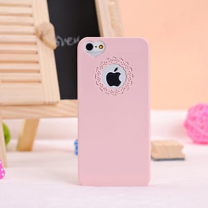 Пластиковый чехол Кружева Heart св.Розовый для IPhone 5-5s